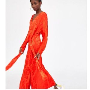 Zara Jacquard Maxi Kimono Style Dress with Knot